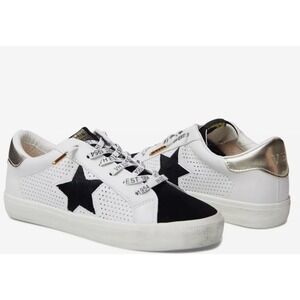 Vintage Havana Womens‎ 11 White & Black Sneakers With Gold Heel
